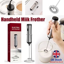 Electric Milk Frother Egg Mixer Whisk Beater Coffee Foamer Kitchen Silver Black