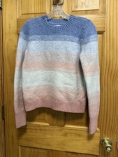 Loft Cozy Pastel Stripe Crewneck Sweater - Blue, Pink, Cream size XS