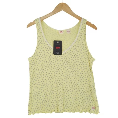 Levi's Blouse Débardeur Femme Jaune Fleurie Coton Lin Taille L - Photo 1/4