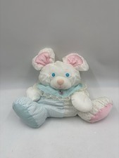 Fisher Price Baby Puffalumps Rattle Mouse Plush 1989 Blue Vintage Puffalump 10"