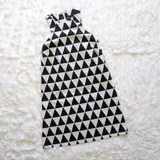 ASOS Black & White Triangle Jacquard Shift Mini Dress Checkered Mod High Neck 