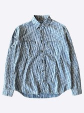 Dior Blue  White Oblique Denim Button Up Shirt