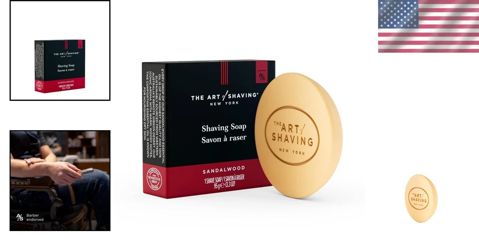 Alcohol-Free Sandalwood Shaving Soap - Rich Lather for a Close, Gentle Shave - Image 2 of 4