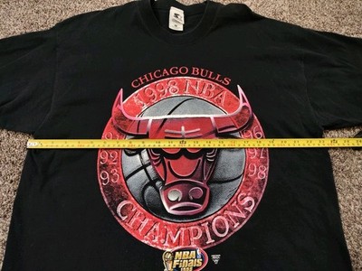 Vintage Starter Chicago Bulls T Shirt XL Black 1998 NBA Finals