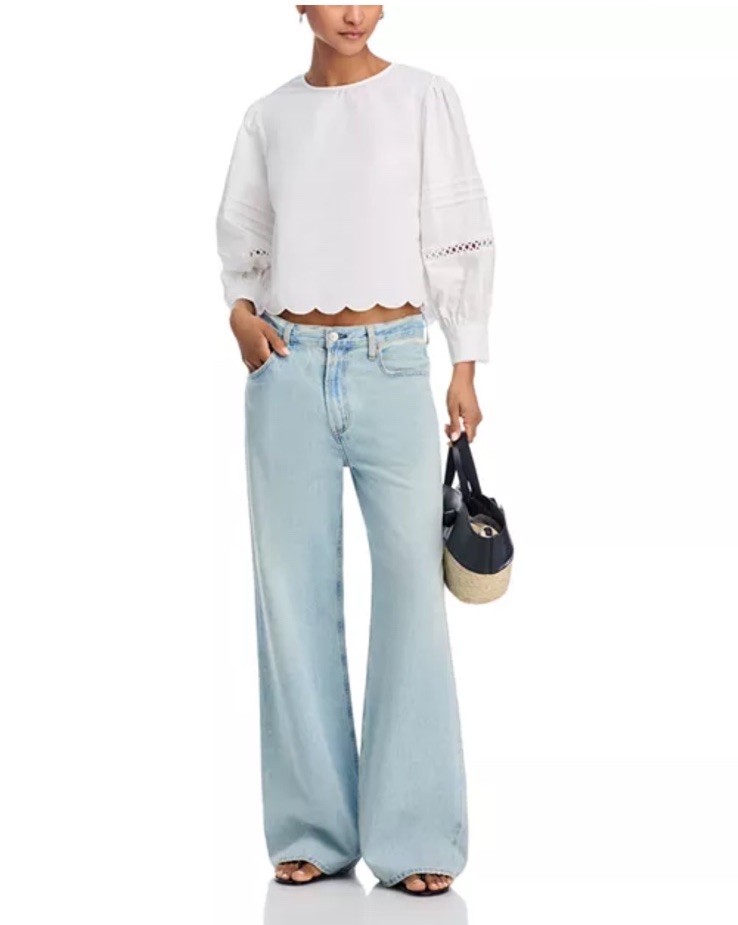 French Connection Women Alissa Top M White Cotton Fairy Boho Coquette Cottagecor