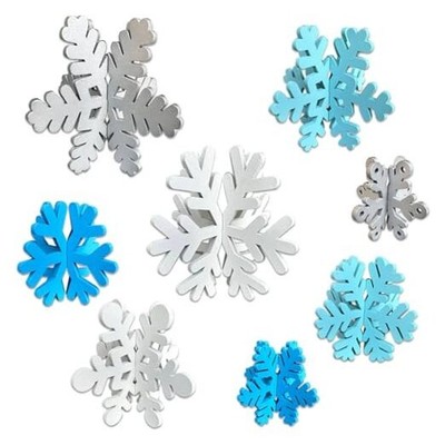 8 Set Winter Wooden Snowflake Table Centerpiece Signs Christmas 3D Snowflake 