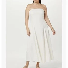 The Drop Carlota Strapless Linen Blend Maxi Dress Ivory 3X