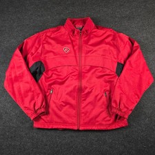 Vtg Nike Red Black Full Zip Track Jacket Mock Neck Windbreaker Boy's XL
