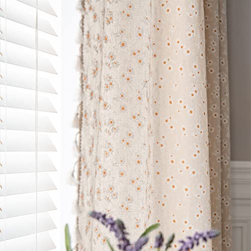 Floral Curtains 63 Inch Length 2 Panels Short 52"W x 63"L (Pack of 2) B Daisy