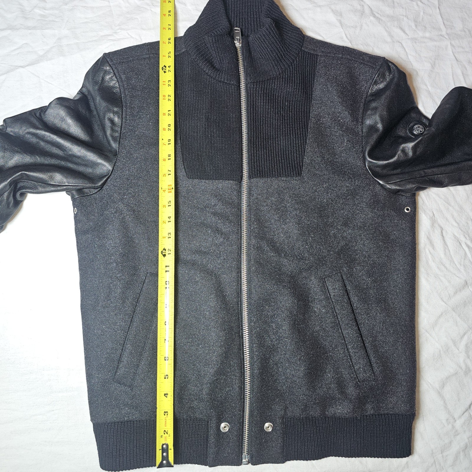 Diesel Men's Sz Large Goatskin Leather Jacket Wool Switch Black Italian thumbnail 8