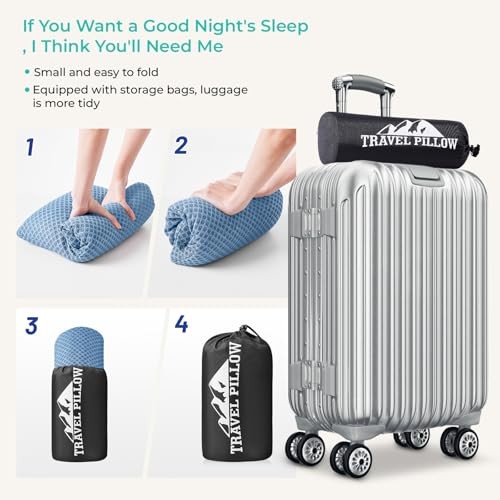 Travel Pillow Memory Foam Pillows, Camping Pillow M-17.7*11.8in Blue