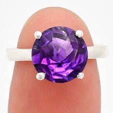 African Amethyst Fancy Cut 925 Sterling Silver Ring Size 7