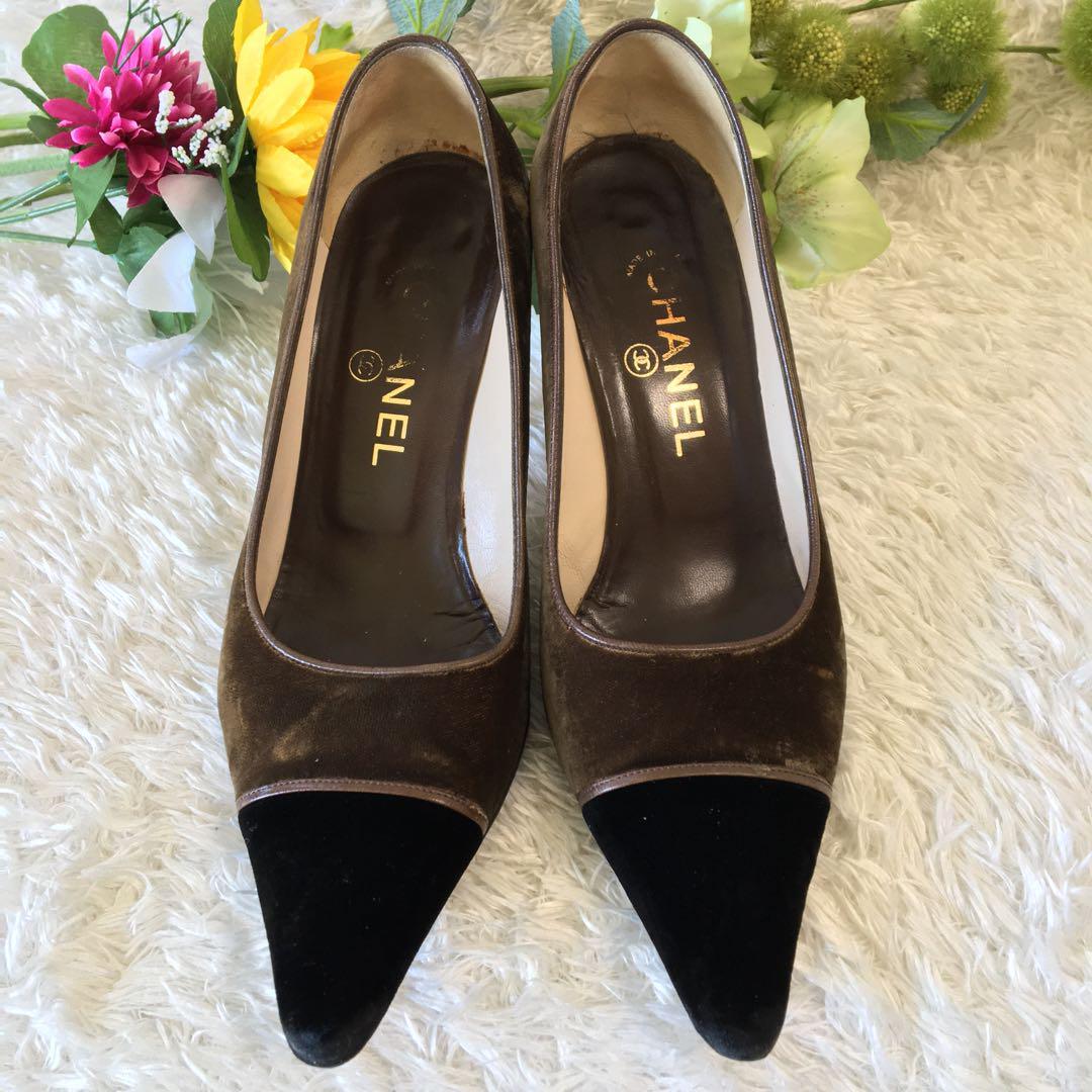 Chanel Pumps High Heel Suede Gold Bicolor Size 36 US About6 For Women thumbnail 24