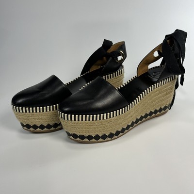 black lace up platform espadrilles