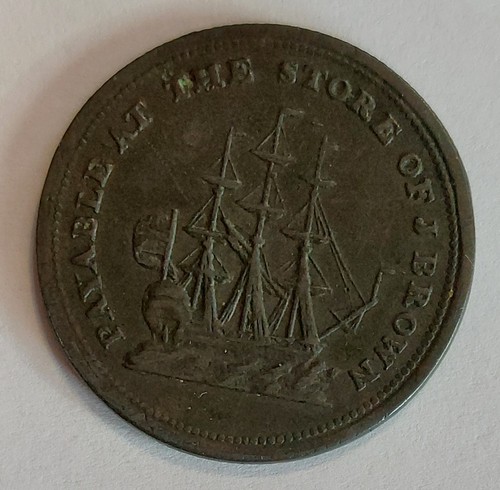 1815 Halifax Nova Scotia CANADA J B Brown Half Penny Colonial Condor Token NICE - Picture 2 of 2