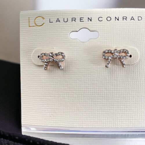 LC Lauren Conrad Bow Shaped Metal Goldtone 5/16" Stud Earrings-NWT