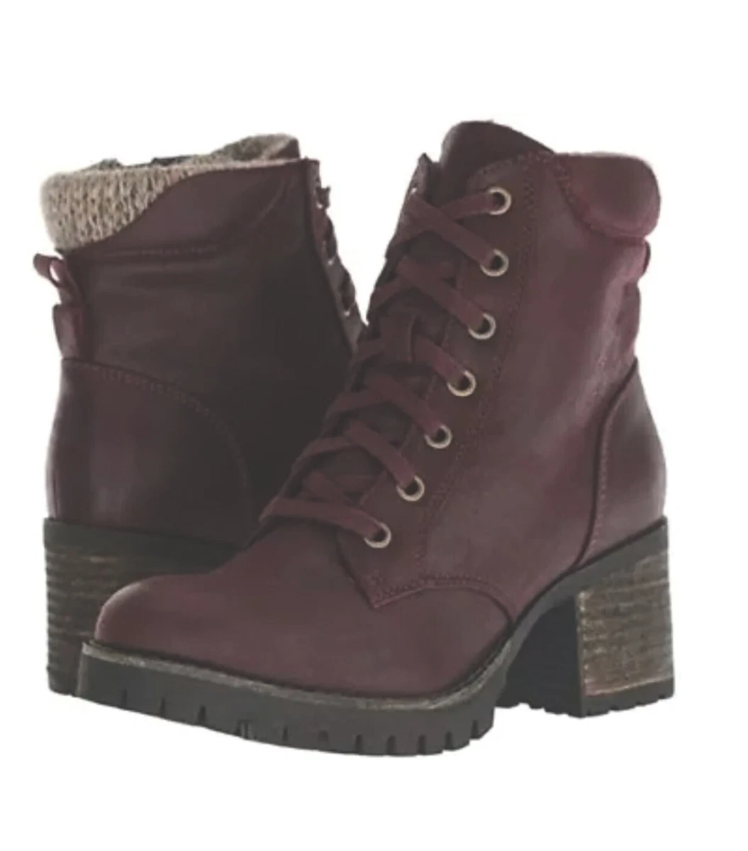 NEW Ladies Carlos by Carlos Santana Glinda Lace Up Winter Sock Boots Red Wine 9