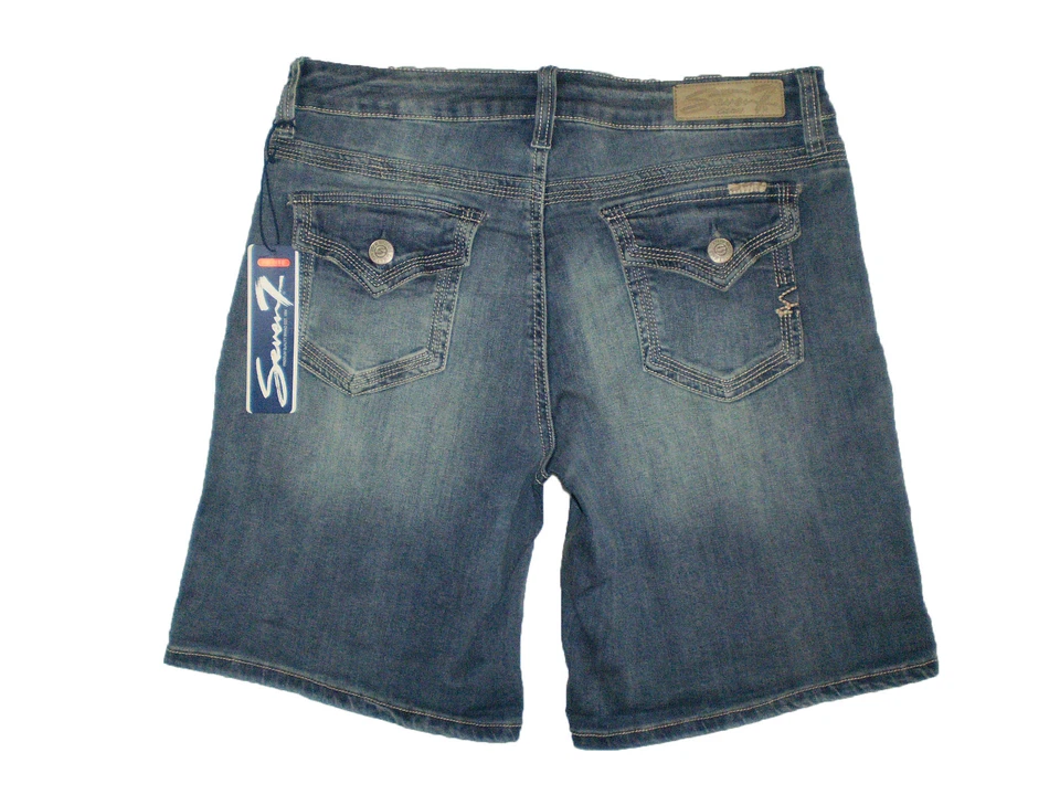 Seven 7 Premium Denim Womens Stretch Blue Denim Flap Pocket Shorts Size 10P New - Image 2 of 2