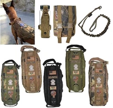 TACTICAL DOG VEST HARNESS CANINE MOLLE BAG HUNTING TRAINING MILITARY LEASH PATCH