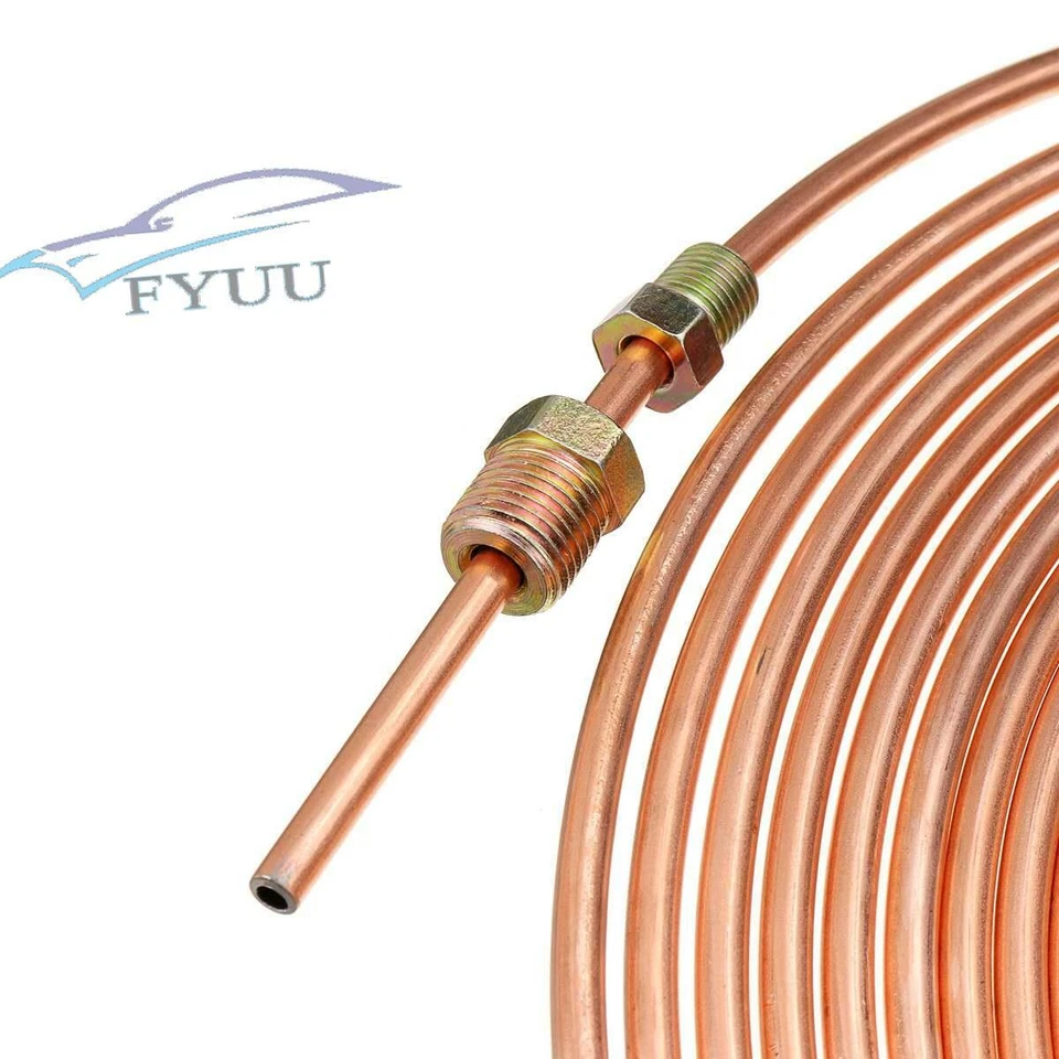 Tubo de aceite de línea de freno de automóvil de 25 pies 1/4"" de acero zinc cobre níquel con accesorios Foto 4 de 4