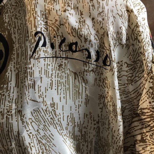 VINTAGE "SILKWORM" Jacke Erwachsene L Picasso Satin Bomber Style Art to Wear mit Schal - Bild 3 von 8