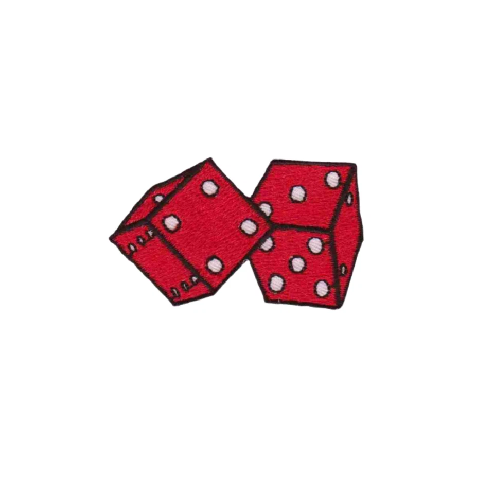 Double Dice Gambling (4-PAck)Iron On Patch: Red & Gold - Image 4 of 4