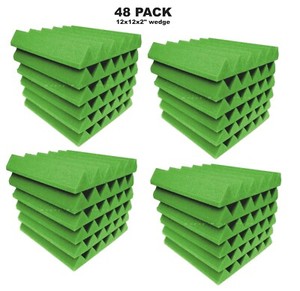 Green-Acoustic-Foam-48-Pack-12x12x2-Wedge-Professional-Studio-Soundproofing