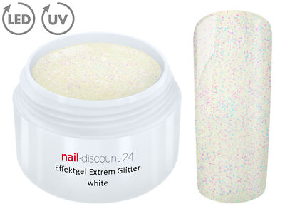 UV LED GEL EXTREM GLITTER Effekt WHITE Glitzer Color Farbgel Nail Modellage Weiß