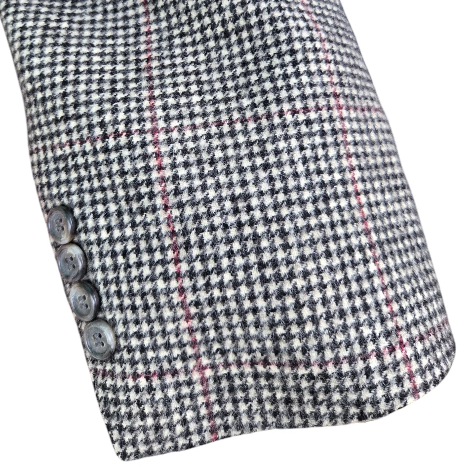 Blazer De Colección Saks Fifth Ave 42r Cabello Camel Solapa Ancha Príncipe de Gales Cuadros 52eu Foto 3 de 4