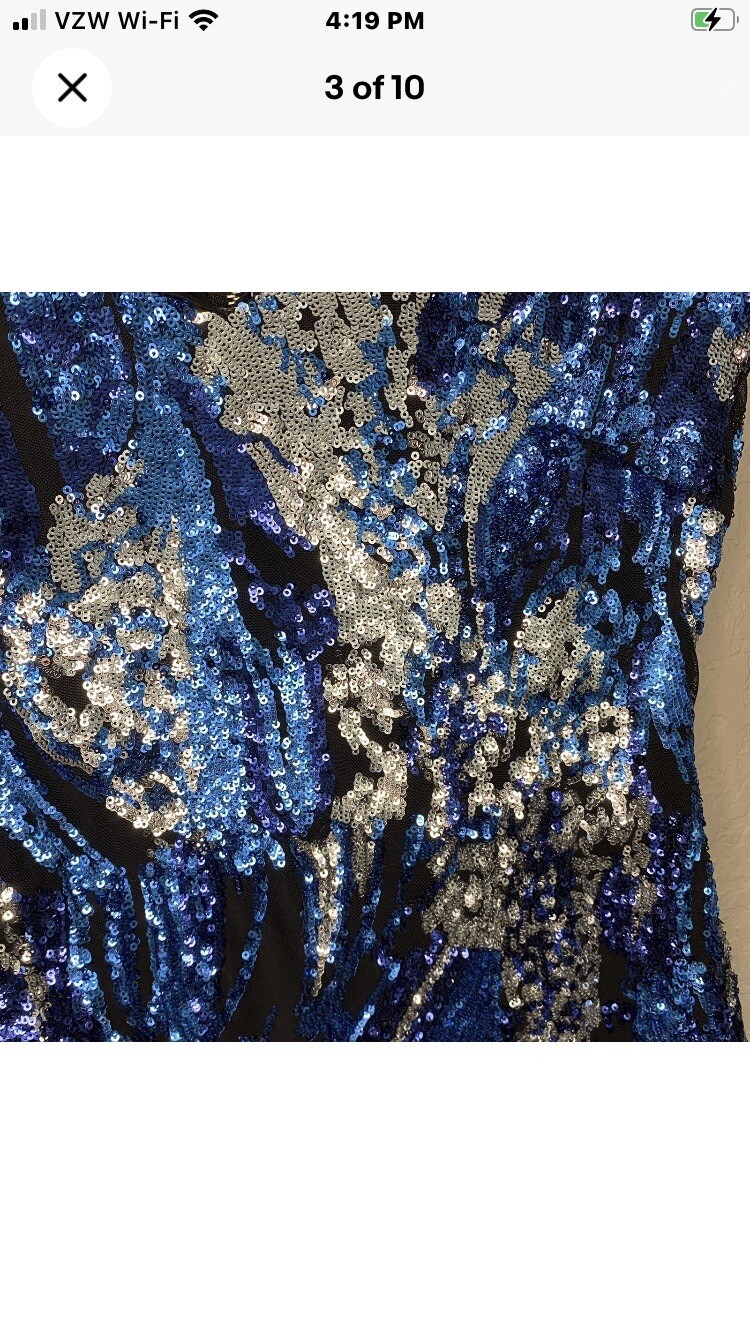 CACHE Sequin  BLUE / SILVER /Small DRESS   Stunni… - image 5