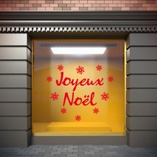 * 1 Sticker Joyeux Noël pour fenêtre ou vitrine * Blanc / Rouge / Noir  50cm
