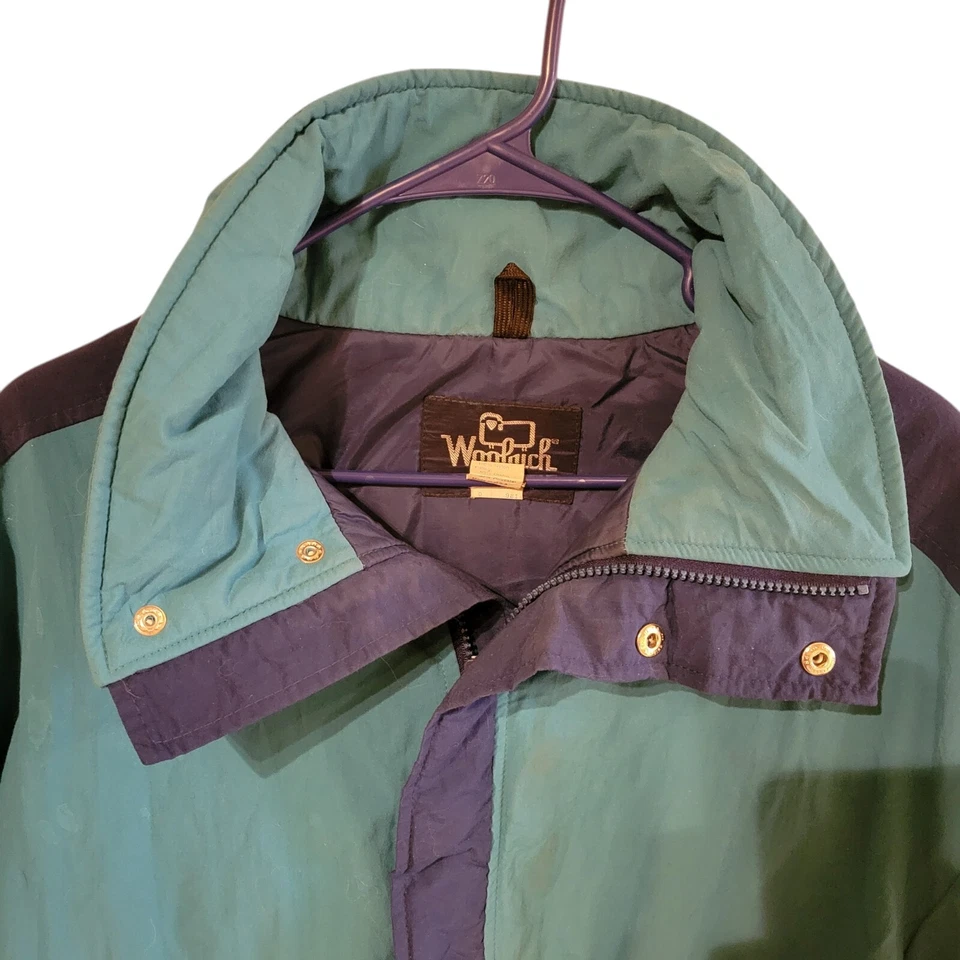 复古 80 年代羊毛蓝蓝色复古旅馆美国制造 Puffer 冬季夹克男女通用 Med — 第 2/4 张图片