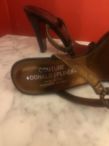 NEW Donald Pliner Couture High Heel Shoes Sandals Italy Metallic Bronze Designer - Picture 24 of 24