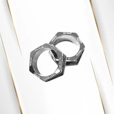 Pair of Ear Plugs Screw Fit Hexagon Tunnels Surgical Steel with Clear CZ Jewels