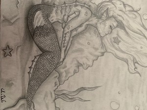 Greek Mythology Art Siren Mermaid Graphite Black And Grey Ebay