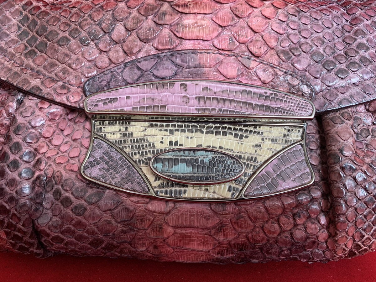 Prada Pink/Purple Python Leather Small Shoulder Bag W Prada Pink/Purple Python Leather Small Shoulder Bag W