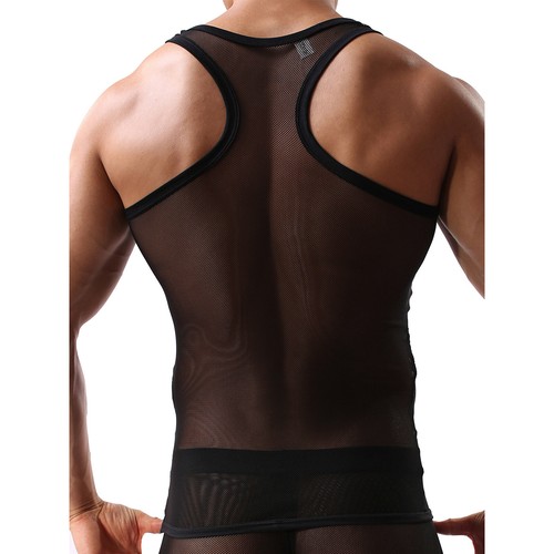 Para hombre Camiseta sin mangas Transparente Malla Transparente Camiseta Deportes Gimnasio Fitness Entrenamiento Chaleco - Imagen 14 de 71