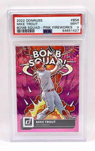 MIKE TROUT ANGELS 2022 PANINI DONRUSS BOMB SQUAD PINK PSA 9 Low Pop