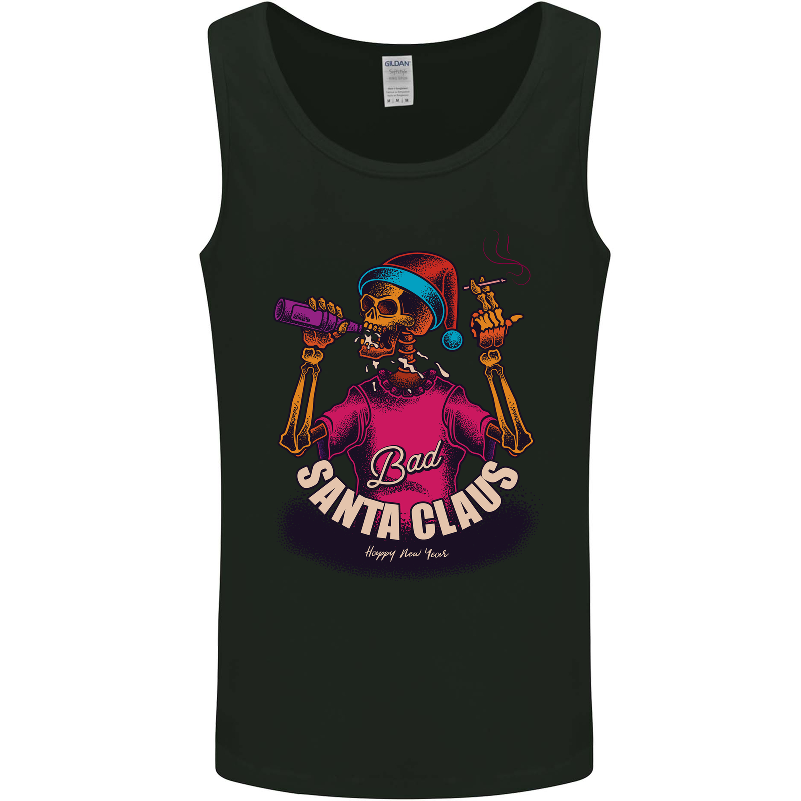 Bad Santa Claus Funny Skull Beer Alcohol Mens Vest Tank Top