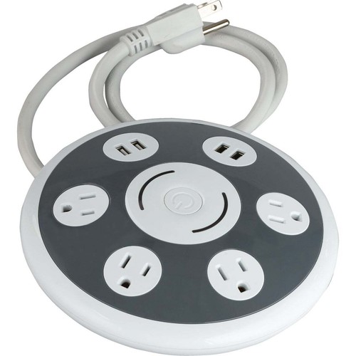 Do it Best 4Outlet/4USB 1800J White & Gray Surge Protector with 3 Ft