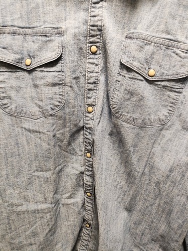 Lucky Brand Denim Pearl Snap Shirt Long Sleeve Large Men Blue Jean Western Rodeo - Picture 4 of 8