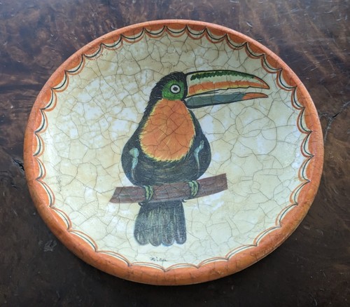 Plato Decorativo Tucán Pintado a Mano Cerámica Venezuela 7.5" Firmado - Imagen 1 de 9