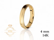 14K Yellow Gold 4mm Milgrain Edge Wedding Band Ring Comfort Fit Matte Brushed