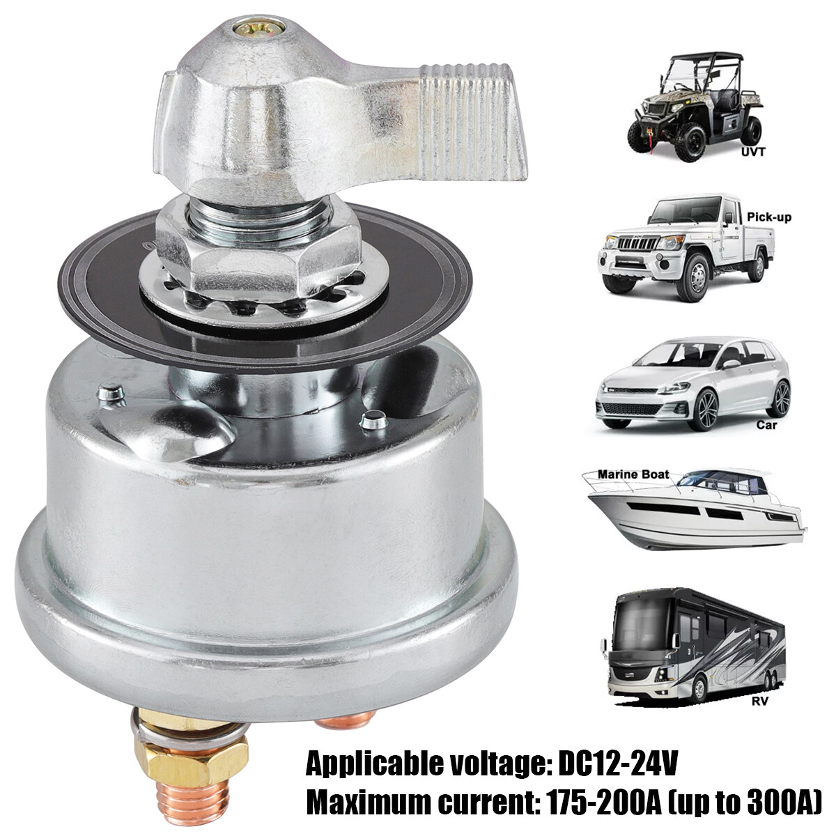 Purchase 12 V Master Battery Disconnect Switch 2 Post SPST Kill Cut-Off Nascar Marine ATV In - Foto 5