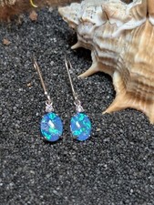 1 Paar wunderschöne 925 silber Ohrringe  eingefassten Opal Stein Geschenk 🎁