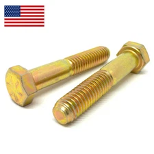1/2"-13 Grade 8 Coarse Hex Cap Screws Zinc Yellow USA Made(Choose Length & Qty)