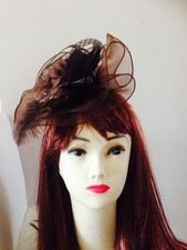 Wedding Party Carnival Races Feather Millinery Rose Fascinators Red Coffee Gray
