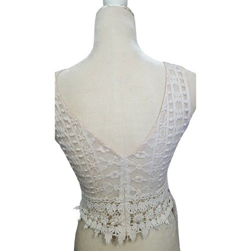 Olive Tree Romper Women's Size S Shorts Lace Crochet Jumper Sleeveless Cream - Picture 4 of 8