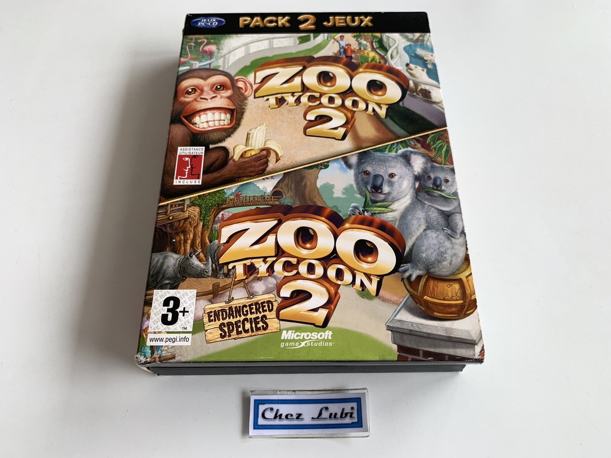 Jeu PC Zoo Tycoon 2 + Extension Espèces En Danger - Version FR Complète Avec Notice - Bon état