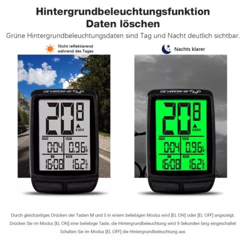 Kabellos Funk Fahrradcomputer LCD Fahrrad Tachometer Radfahren Kilometerzähler - Bild 15 von 22